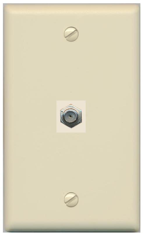 RiteAV 1 Port Coax Cable TV F-Type Wall Plate - Flat [Ivory/Ivory]