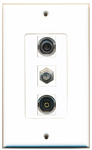 RiteAV 1 Port Coax Cable TV- F-Type 1 Port Toslink 1 Port 3.5mm Wall Plate OVERSIZED