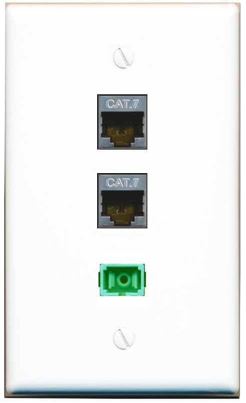 RiteAV - 2 CAT7 SC-APC Singlemode Simplex Wall Plate Flat White