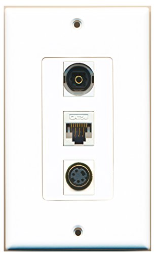 RiteAV 1 Port S-Video 1 Port Toslink 1 Port Cat5e Ethernet White Wall Plate OVERSIZED