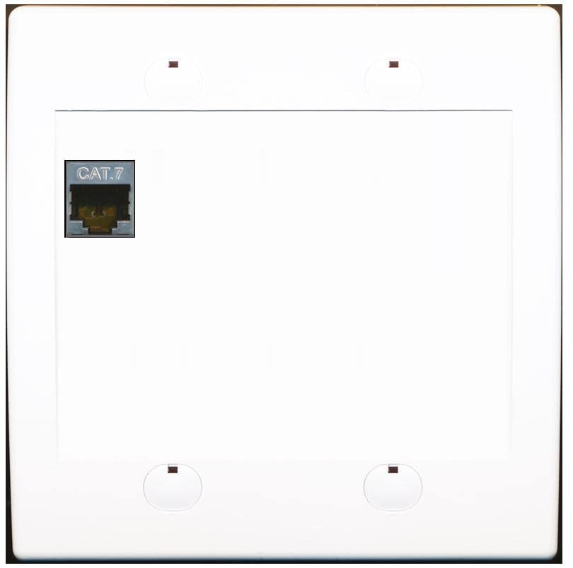 RiteAV 1 Port Cat7 Shielded Ethernet Wall Plate - Flat 2 Gang [White/White]