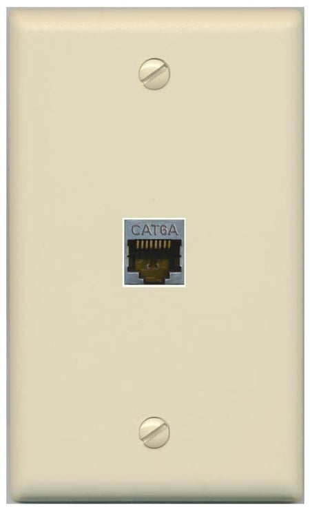 RiteAV 1 Port Cat6A Wall Plate - Flat [Ivory/Ivory]