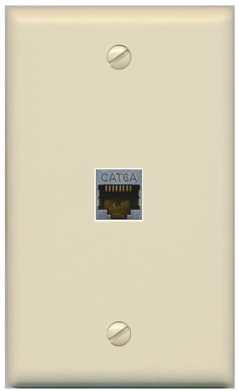 RiteAV 1 Port Cat6A Wall Plate - Flat [Ivory/Ivory]