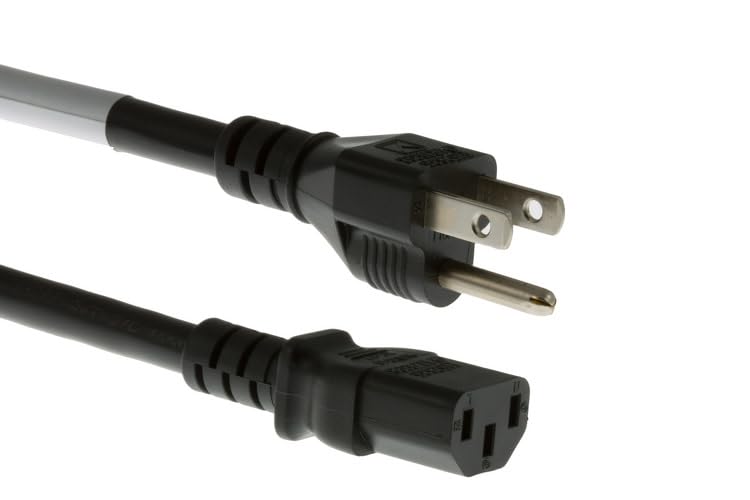 CablesAndKits Heavy Duty AC Power Cord, 15A/125V, 14 AWG, 5-15P to C13, (NEMA 5-15P to IEC-60320-C13), Black, 20 ft (6 Meters)