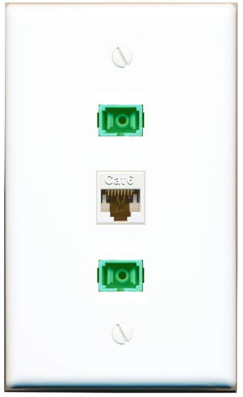 RiteAV - CAT6 2 SC-APC Singlemode Simplex Wall Plate Flat White