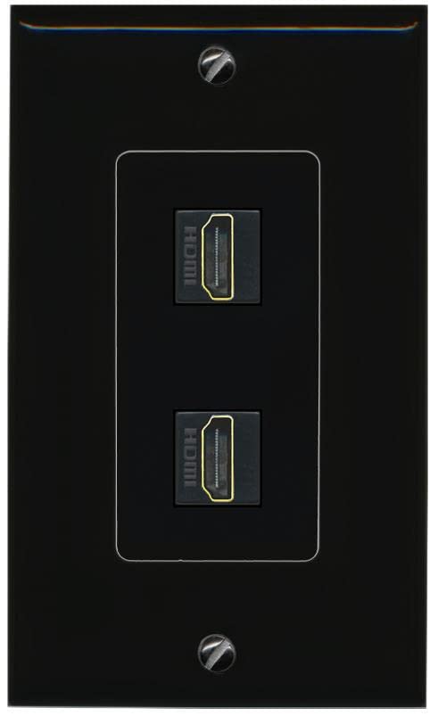 RiteAV HDMI Wall Plate 2 Port - 1 Gang [Black/Black]