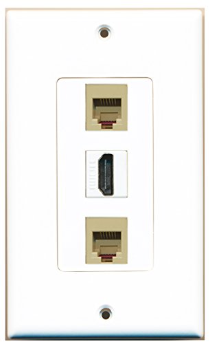RiteAV 1 Port HDMI 2 Port Phone RJ11 RJ12 Beige Wall Plate OVERSIZED