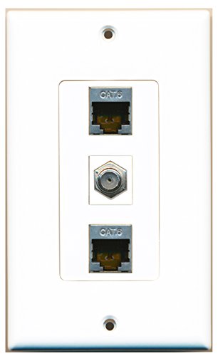 RiteAV 1 Port Coax Cable TV- F-Type 2 Port Shielded Cat6 Ethernet Wall Plate OVERSIZED