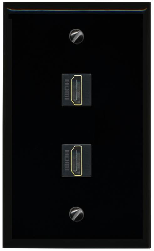RiteAV HDMI Wall Plate 2 Port - Flat [Black/Black]