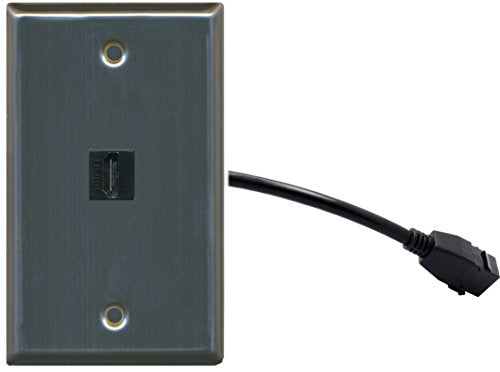 RiteAV (1 Gang Flat HDMI Wall Plate w/Pigtail Extension Cable Stainless Steel