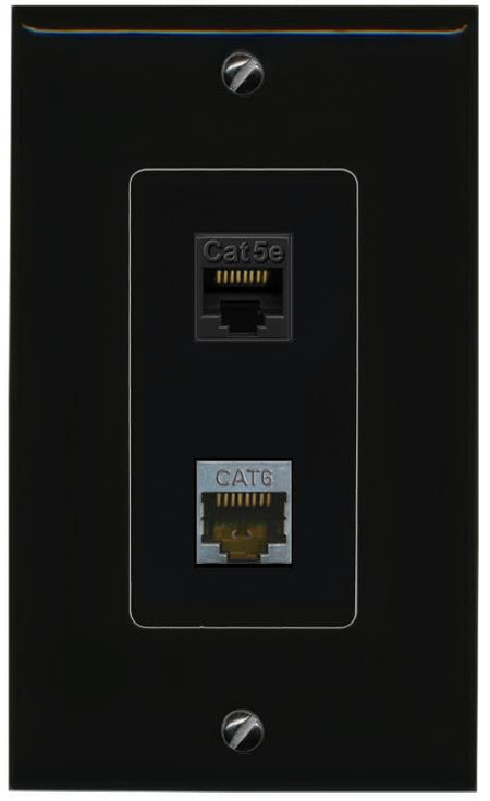 RiteAV CAT5E CAT6-SHIELDED Wall Plate Decorative [Black]