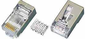 CAT6 Stranded Crimp Connector RJ45 Plug Ends w/Insert, Shielded 100 Pack