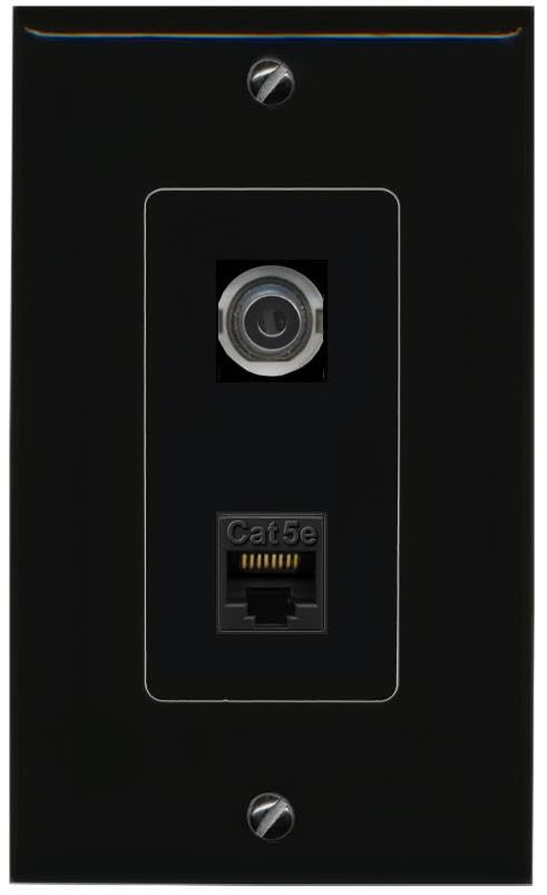 RiteAV 3.5mm CAT5E Wall Plate Decorative [Black]