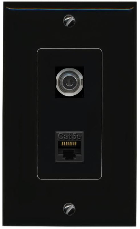 RiteAV 3.5mm CAT5E Wall Plate Decorative [Black]