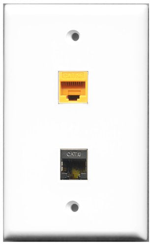 RiteAV - 1 Port Shielded Cat6 1 Port Cat5e Yellow Wall Plate - Bracket Included
