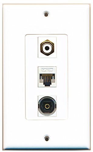 RiteAV 1 Port RCA White 1 Port Toslink 1 Port Cat5e Ethernet White Wall Plate OVERSIZED