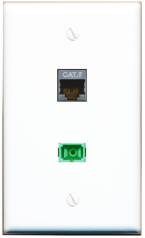 RiteAV 1 Port CAT7 SC/APC Singlemode Simplex Flat Wall Plate White