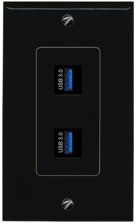 RiteAV 2 USB-3 Wall Plate Decorative [Black]