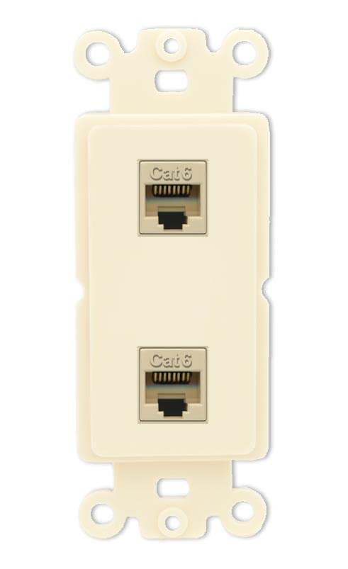 RiteAV 2 Port Cat6 Ethernet Wall Plate - Rocker [Light-Almond]
