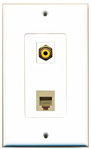 RiteAV 1 Port RCA Yellow 1 Port Phone RJ11 RJ12 Beige Type Wall Plate OVERSIZED