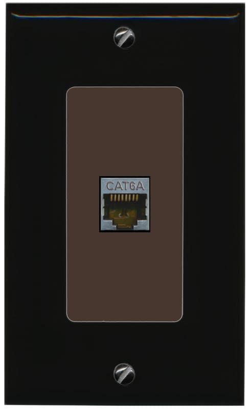 RiteAV 1 Port Cat6A Wall Plate - 1 Gang [Black/Brown]
