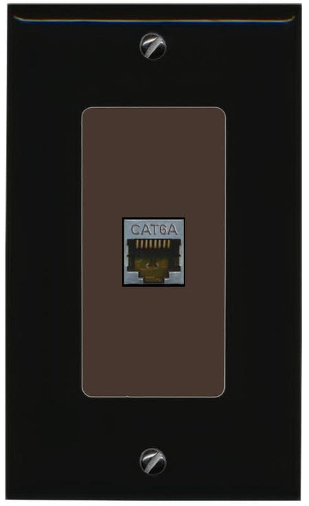 RiteAV 1 Port Cat6A Wall Plate - 1 Gang [Black/Brown]