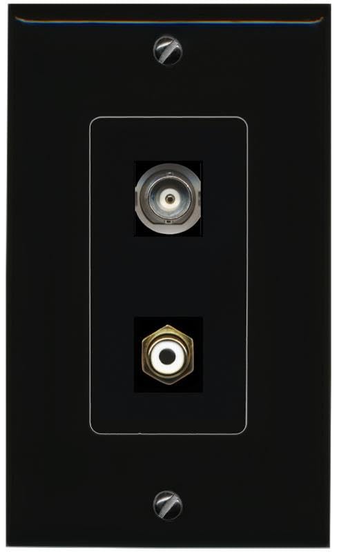 RiteAV BNC RCA-White Wall Plate Decorative [Black]