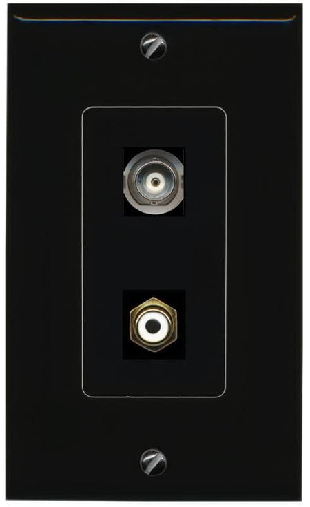 RiteAV BNC RCA-White Wall Plate Decorative [Black]