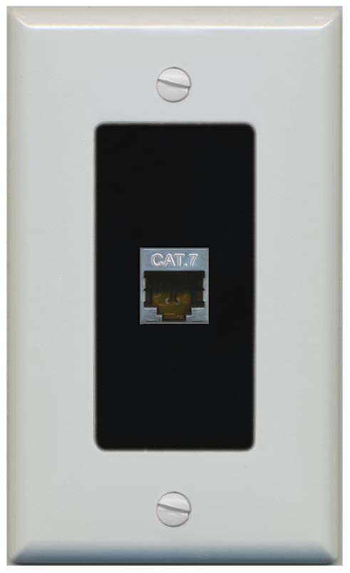 RiteAV 1 Port Cat7 Shielded Ethernet Wall Plate - 1 Gang [Gray/Black]