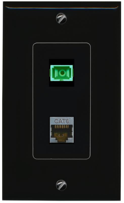 RiteAV CAT6-SHIELDED SC-APC-SX Wall Plate Decorative [Black]