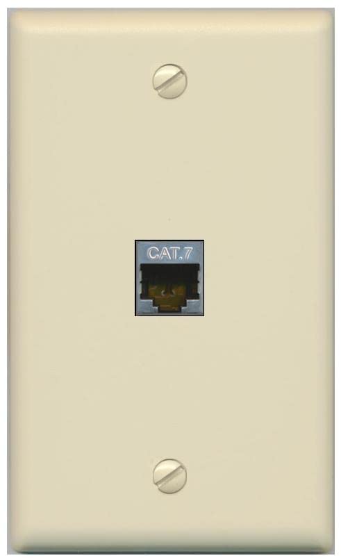 RiteAV 1 Port Cat7 Shielded Ethernet Wall Plate - Flat [Ivory/Ivory]