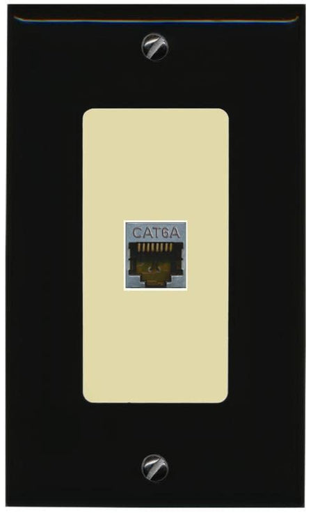 RiteAV 1 Port Cat6A Wall Plate - 1 Gang [Black/Ivory]
