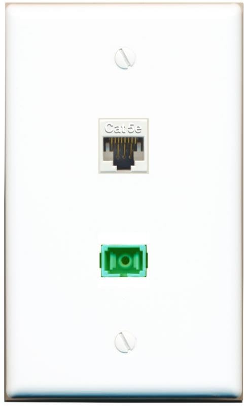 RiteAV 1 Port CAT5E WHITE SC/APC Singlemode Simplex Flat Wall Plate White