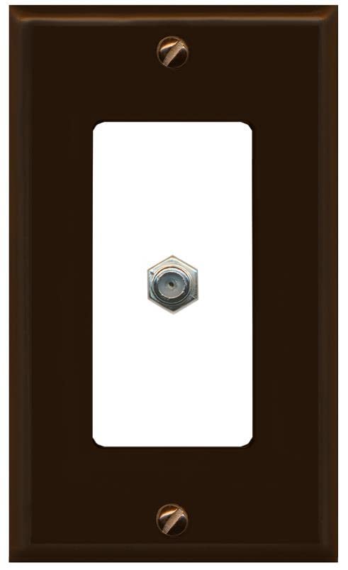 RiteAV 1 Port Coax Cable TV F-Type Wall Plate - 1 Gang [Brown/White]
