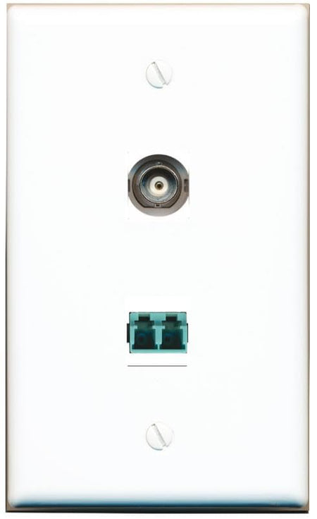 RiteAV BNC LC 10GB Fiber Duplex Wall Plate Flat/Solid [White]