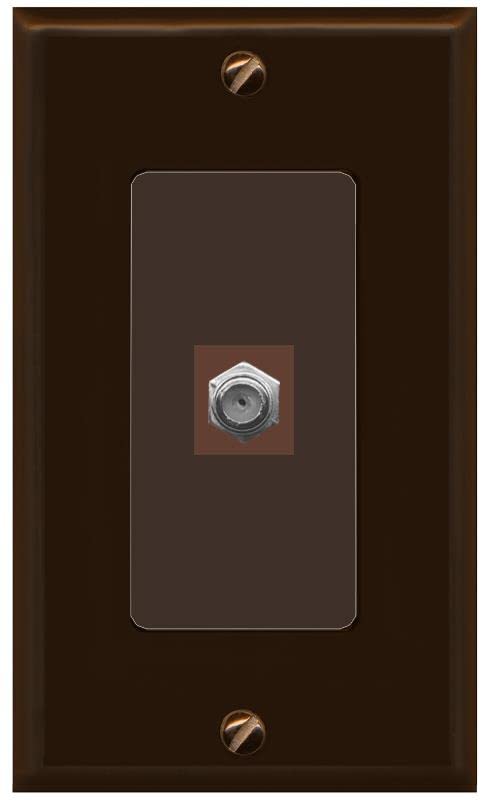 RiteAV 1 Port Coax Cable TV F-Type Wall Plate - 1 Gang [Brown/Brown]