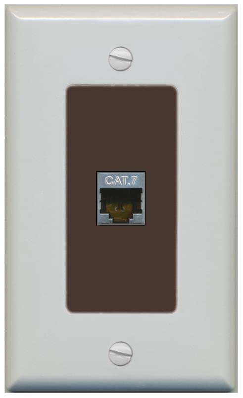 RiteAV 1 Port Cat7 Shielded Ethernet Wall Plate - 1 Gang [Gray/Brown]