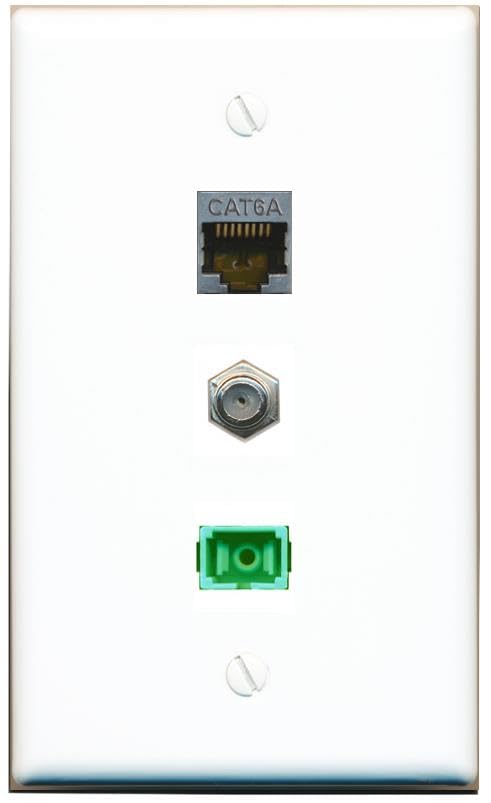 RiteAV - CAT6A COAX SC-APC Singlemode Simplex Wall Plate Flat White