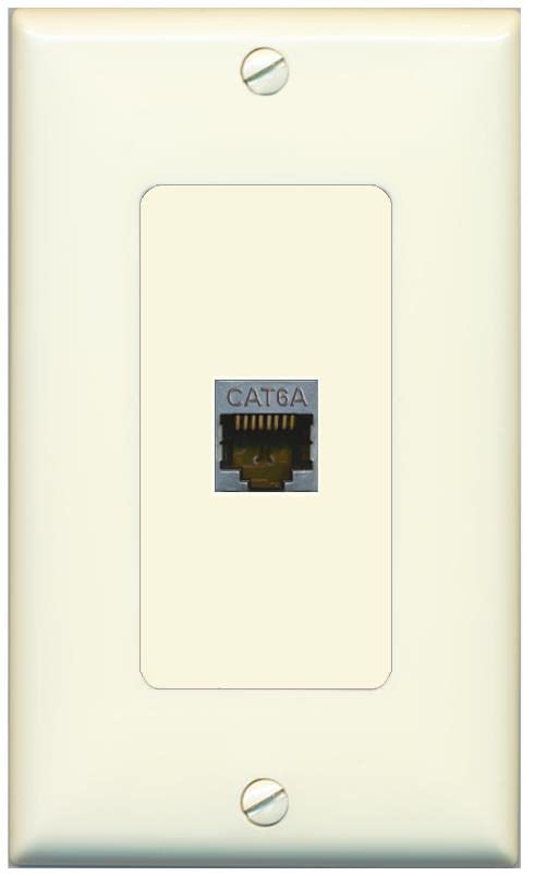 RiteAV 1 Port Cat6A Wall Plate - 1 Gang [Light-Almond]