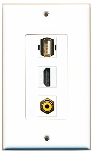 RiteAV 1 Port HDMI 1 RCA Yellow 1 USB A-A Wall Plate OVERSIZED