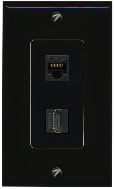 RiteAV CAT5E HDMI Wall Plate Decorative [Black]