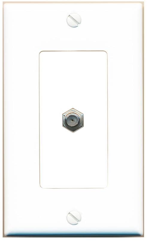 RiteAV 1 Port Coax Cable TV F-Type Wall Plate - 1 Gang [White/White]