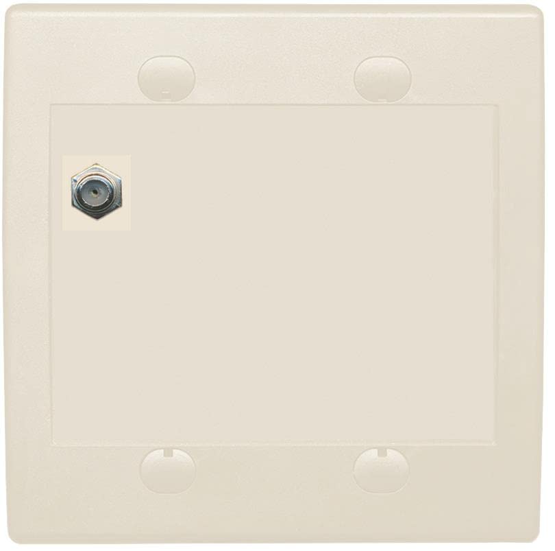 RiteAV 1 Port Coax Cable TV F-Type Wall Plate - Flat 2 Gang [Light Almond]