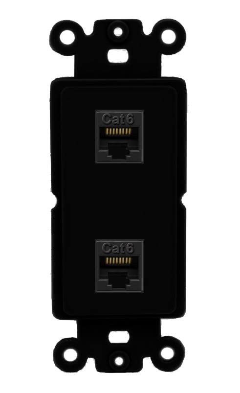 RiteAV 2 Port Cat6 Ethernet Wall Plate - Rocker [Black/Black]