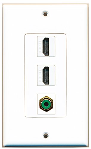RiteAV 2 Port HDMI 1 Port RCA Green Wall Plate OVERSIZED