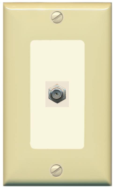 RiteAV 1 Port Coax Cable TV F-Type Wall Plate - 1 Gang [Ivory/Light-Almond]
