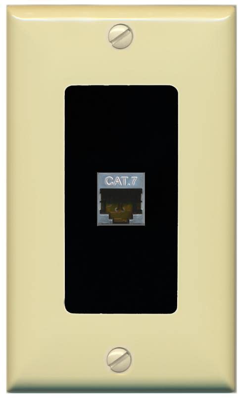 RiteAV 1 Port Cat7 Shielded Ethernet Wall Plate - 1 Gang [Ivory/Black]