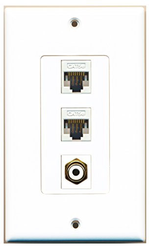 RiteAV 1 Port RCA White 2 Port Cat5e Ethernet White Wall Plate OVERSIZED