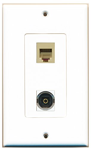 RiteAV 1 Port Phone RJ11 RJ12 Beige 1 Port Toslink Type Wall Plate OVERSIZED
