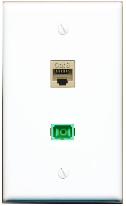 RiteAV 1 Port CAT6 IVORY SC/APC Singlemode Simplex Flat Wall Plate White